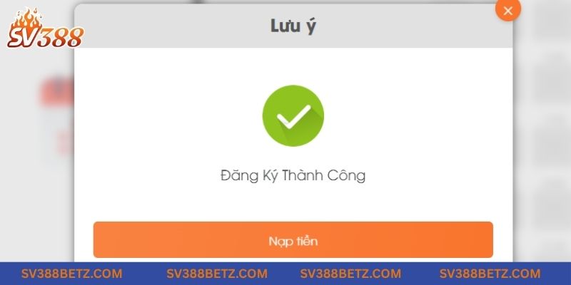 Thông báo quá trình tạo tài khoản tại nhà cái thành công