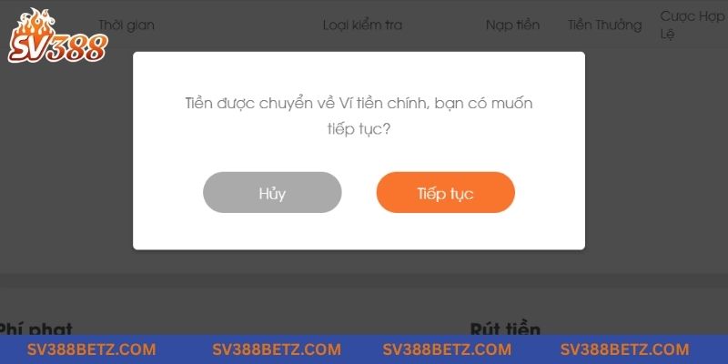 Chuyển tiền từ ví phụ về ví chính mới có thể giao dịch